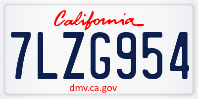 CA license plate 7LZG954