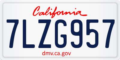 CA license plate 7LZG957