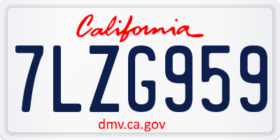 CA license plate 7LZG959