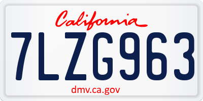 CA license plate 7LZG963
