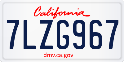 CA license plate 7LZG967