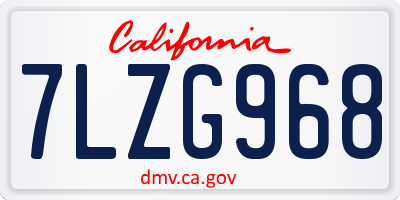 CA license plate 7LZG968