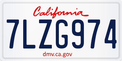 CA license plate 7LZG974