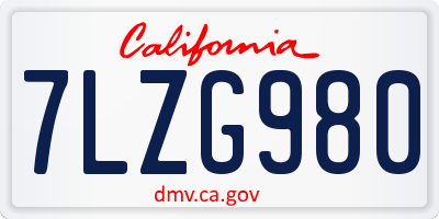 CA license plate 7LZG980