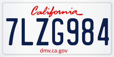 CA license plate 7LZG984
