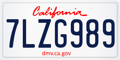CA license plate 7LZG989