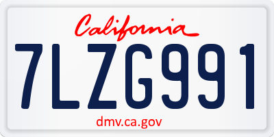 CA license plate 7LZG991