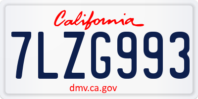 CA license plate 7LZG993