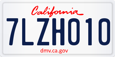 CA license plate 7LZH010
