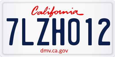 CA license plate 7LZH012