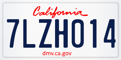 CA license plate 7LZH014