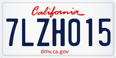 CA license plate 7LZH015