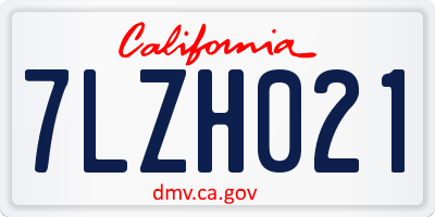 CA license plate 7LZH021