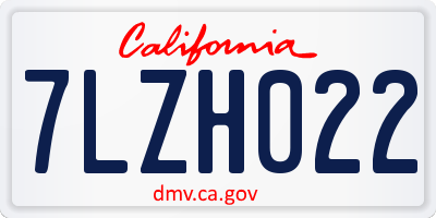 CA license plate 7LZH022
