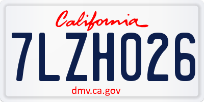 CA license plate 7LZH026