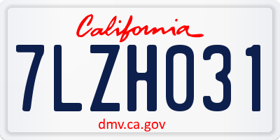 CA license plate 7LZH031