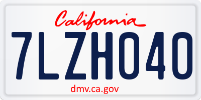 CA license plate 7LZH040