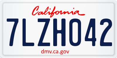 CA license plate 7LZH042