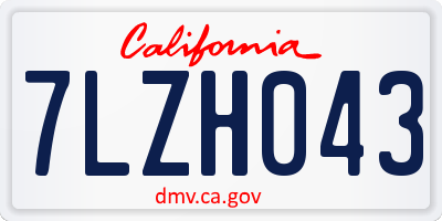 CA license plate 7LZH043
