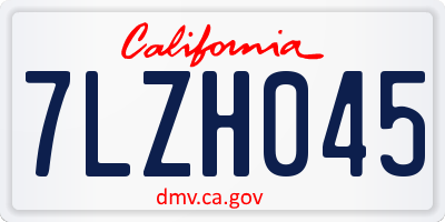 CA license plate 7LZH045