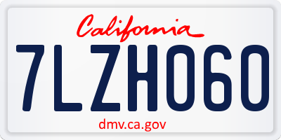 CA license plate 7LZH060