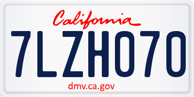 CA license plate 7LZH070