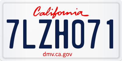 CA license plate 7LZH071