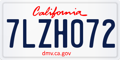 CA license plate 7LZH072
