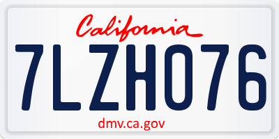 CA license plate 7LZH076