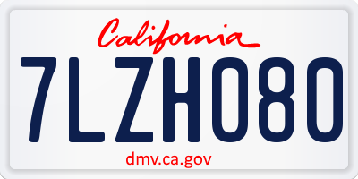 CA license plate 7LZH080
