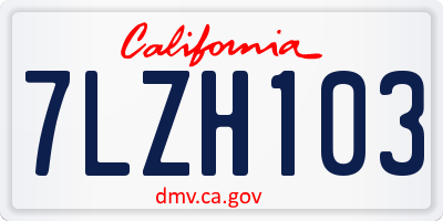 CA license plate 7LZH103