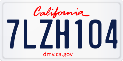 CA license plate 7LZH104