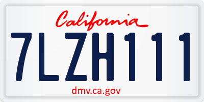 CA license plate 7LZH111