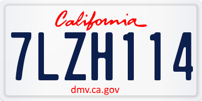 CA license plate 7LZH114