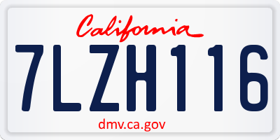 CA license plate 7LZH116