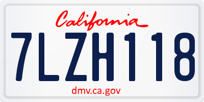 CA license plate 7LZH118