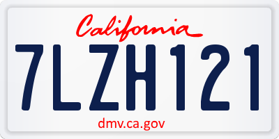 CA license plate 7LZH121