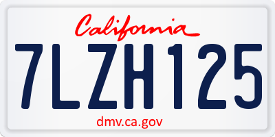 CA license plate 7LZH125