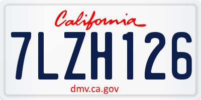 CA license plate 7LZH126