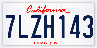 CA license plate 7LZH143