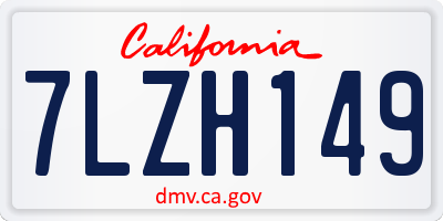 CA license plate 7LZH149