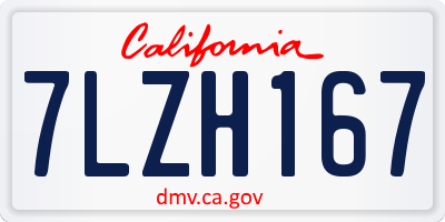 CA license plate 7LZH167