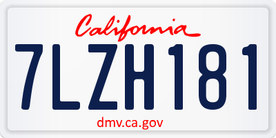 CA license plate 7LZH181