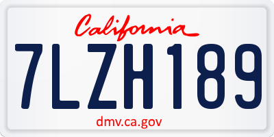 CA license plate 7LZH189