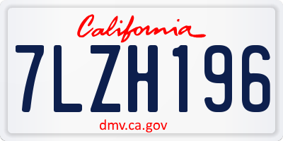 CA license plate 7LZH196