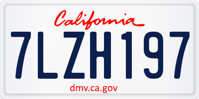 CA license plate 7LZH197