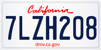 CA license plate 7LZH208