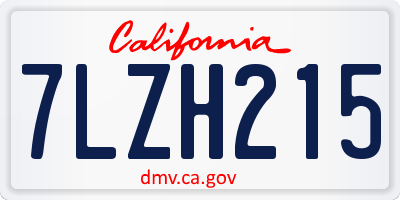 CA license plate 7LZH215