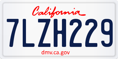 CA license plate 7LZH229