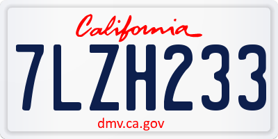 CA license plate 7LZH233
